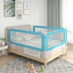 Barriere de securite de lit enfant Bleu 90x25 cm Tissu