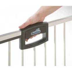 Barrière de porte à pression Easylock Plus métal 80,5 cm - 88,5 cm Blanc/Gris