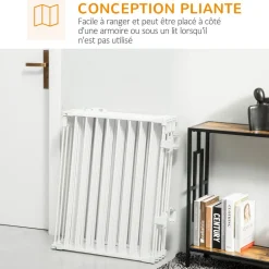 Barrière de sécurité - parc enclos chien modulable pliable - porte verrouillable - 8 panneaux acier et PP - dim. 482,5L max. x 76H cm blanc