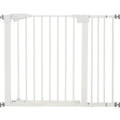 Barrière de sécurité animaux réglable 76-103L cm - porte 2 verrouillages, ouverture 2 sens - acier ABS blanc
