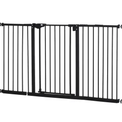 Barrière de sécurité longueur réglable porte double verrouillage sans perçage acier plastique noir