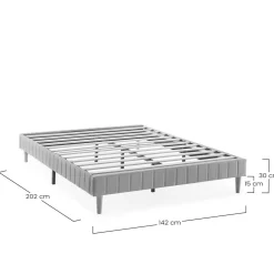 Base rembourrée Eris 140x200 cm Gris foncé