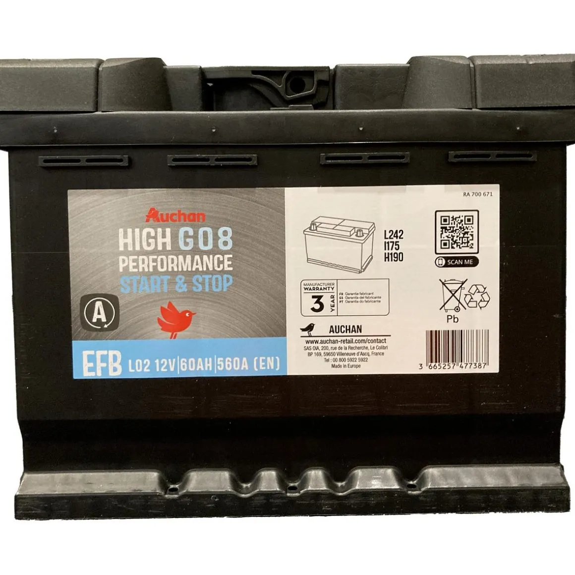 Batterie EFB GOB L2 560A 60AH