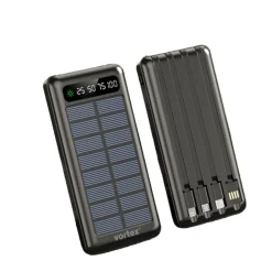 Batterie externe solaire 10 000 mAh fonction lampe torche - Noir