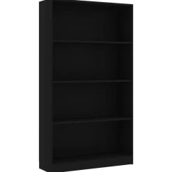 Bibliotheque a 4 niveaux Noir 80x24x142 cm Bois d'ingenierie