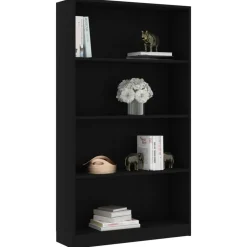Bibliotheque a 4 niveaux Noir 80x24x142 cm Bois d'ingenierie