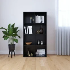 Bibliotheque/Buffet Noir 66x30x130 cm Bois d'ingenierie