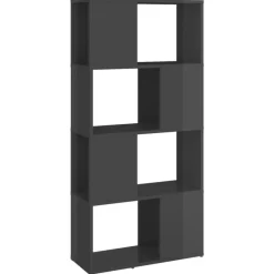 Bibliotheque/Separateur de piece Gris brillant Bois ingenierie