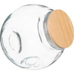Bocal à Bonbons en Verre Bois 2,1L Transparent