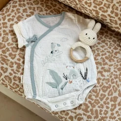 Body bloomer bébé manches courtes écru ouverture croisée Kimi