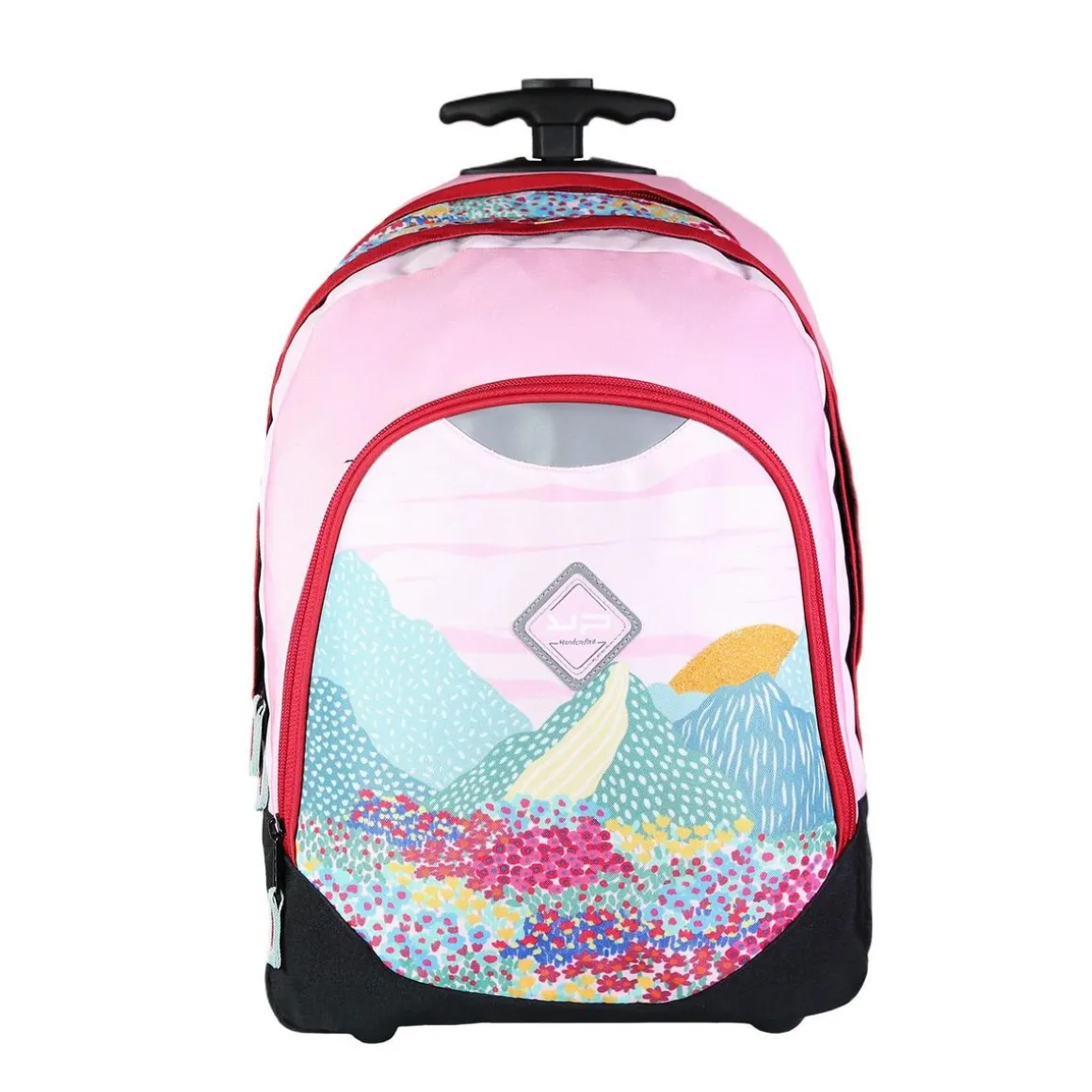 Bodypack Sac à dos à roulettes 2 compartiments Paysage Fleuri Rose