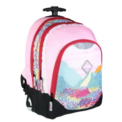 Bodypack Sac à dos à roulettes 2 compartiments Paysage Fleuri Rose