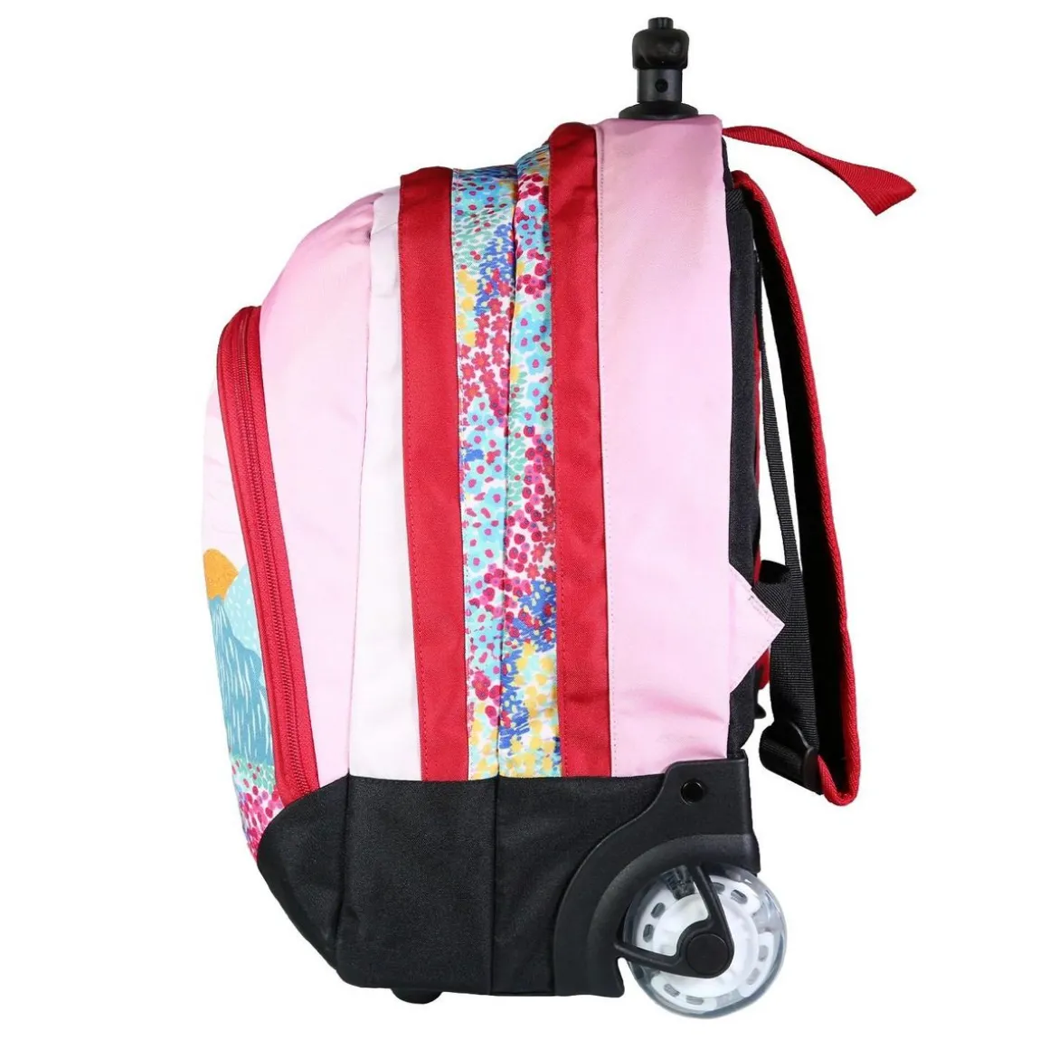 Bodypack Sac à dos à roulettes 2 compartiments Paysage Fleuri Rose