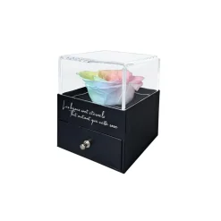 Boite à bijoux décorée d'une rose éternelle - stabilisée multicolore