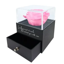 Boite à bijoux décorée d'une rose éternelle - stabilisée rose