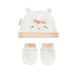 Bonnet bébé et moufles anti-griffures Miss Plume