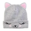 Bonnet Enfant Chat 21cm Gris & Rose