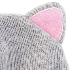 Bonnet Enfant Chat 21cm Gris & Rose