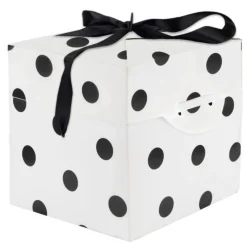 Boîte Cadeau Pliable Festif 13cm Noir & Blanc