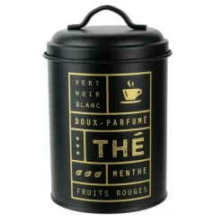 Boîte de Conservation Design Thé 18cm Noir & Or