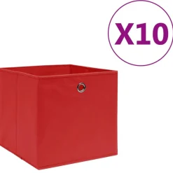 Boîtes de rangement 10 pcs Tissu intisse 28x28x28 cm Rouge