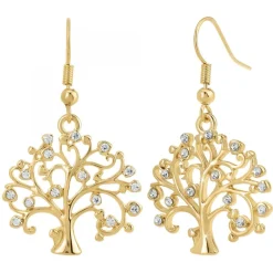 Boucles d'oreilles arbre de vie ornées de Cristaux scintillants par SC Bohème