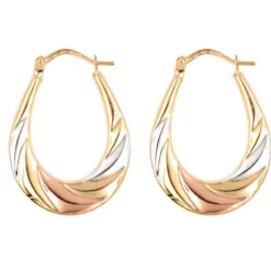 Boucles d'Oreilles Créoles - Or Tricolore - Femme