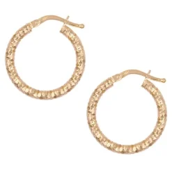 Boucles d'Oreilles Créoles Or Jaune Facettées - Femme