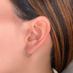 Boucles d'Oreilles Créoles Or 18 Carats 750/000 Jaune - Torsadées