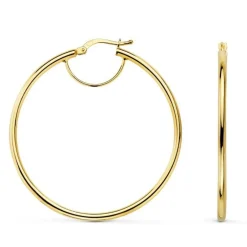 Boucles d'Oreilles Créoles Renforcées - Or Jaune - Diamètre 4.5cm - Femme