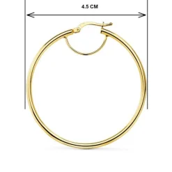 Boucles d'Oreilles Créoles Renforcées - Or Jaune - Diamètre 4.5cm - Femme