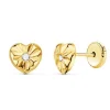 Boucles d'Oreilles Or 18 Carats 750/000 Jaune Motif Coeur - Fille