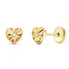 Boucles d'Oreilles Or 18 Carats 750/000 Jaune Motif Coeur - Fille