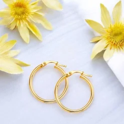 Boucles d'Oreilles Or Jaune - Créoles Femme