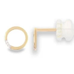 Boucles d'Oreilles Or Jaune et Diamants - Motif Anneau