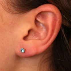 Boucles d'Oreilles Or Jaune et Topaze Ronde