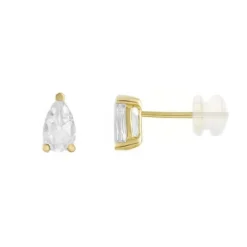 Boucles d'Oreilles Or Jaune et Zirconiums Goutte