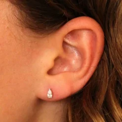 Boucles d'Oreilles Or Jaune et Zirconiums Goutte