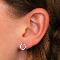 Boucles d'Oreilles Or Jaune - Pavées de Zirconiums - Femme