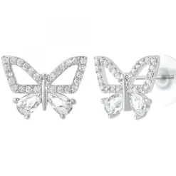 Boucles d'oreilles papillon SC Crystal ornées de Zirconium