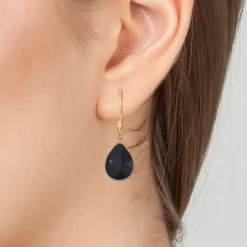 Boucles d'oreilles SC Bohème ornées de deux obsidiennes