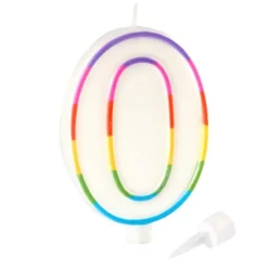 Bougie d'Anniversaire Chiffre 0 10cm Multicolore