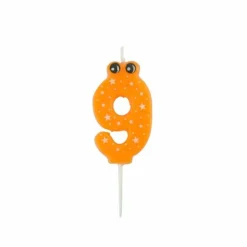 Bougie d'Anniversaire Chiffre 9 5cm Orange