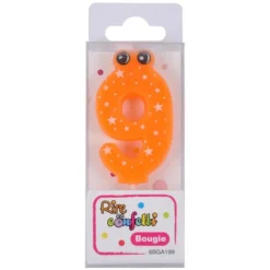 Bougie d'Anniversaire Chiffre 9 5cm Orange