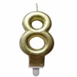 Bougie d'Anniversaire Chiffre 8 7cm Or