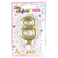 Bougie d'Anniversaire Chiffre 8 7cm Or