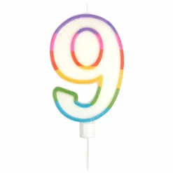 Bougie d'Anniversaire Chiffre 9 10cm Multicolore