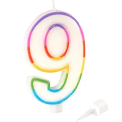 Bougie d'Anniversaire Chiffre 9 10cm Multicolore