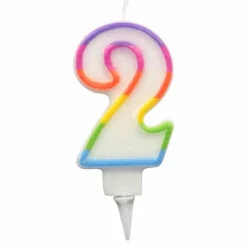 Bougie d'Anniversaire Chiffre 2 7cm Multicolore