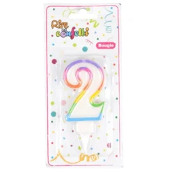 Bougie d'Anniversaire Chiffre 2 7cm Multicolore